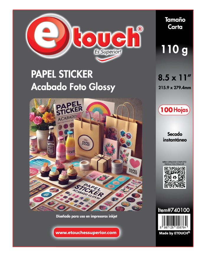 Reparación de PAPEL FOTO STICKER CARTA, 100 HOJAS ETOUCH®